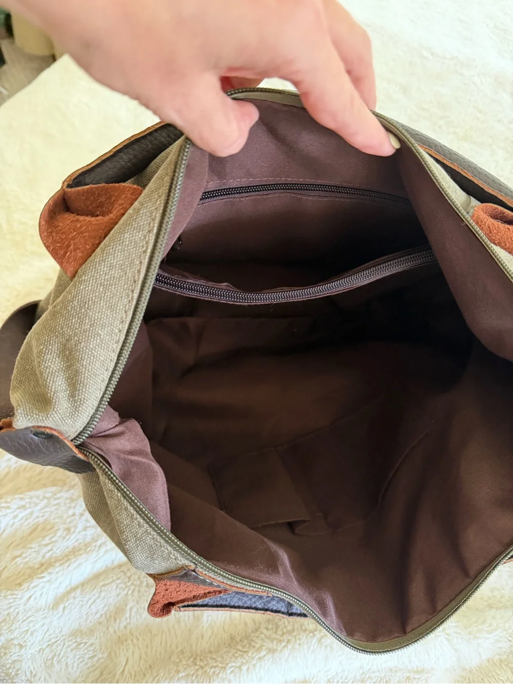 Lush Fashion Canvas & Leather Weekender Tote Olive Green Travel Shoulder Bag